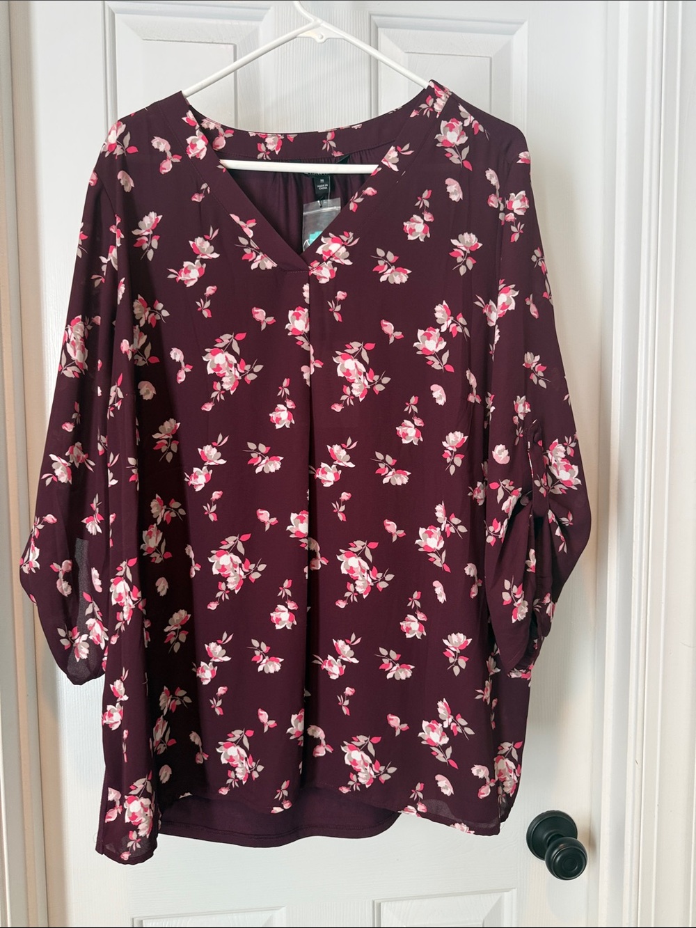 41 Hawthorn Plum Floral Split-Neck Tunic